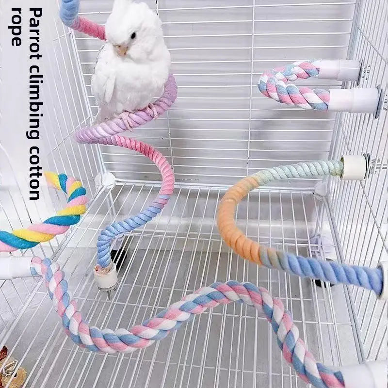 Parrot Swing Perch Toy with Adjustable Bendable Rope for Cockatiels, Lovebirds, and Budgies - Durable Climbing Pole for Bird Enthusiasts
