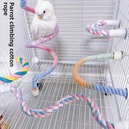 Parrot Swing Perch Toy with Adjustable Bendable Rope for Cockatiels, Lovebirds, and Budgies - Durable Climbing Pole for Bird Enthusiasts