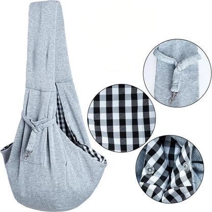 Reversible Dog Carrier Sling with Storage Pocket - Hands-Free Pet Carrier for Small Dogs and Cats, Travel Safety Harness (Black)