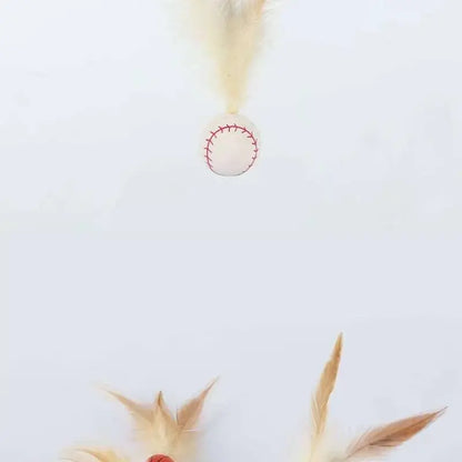 Elastic Feather Ball Cat Toy for Interactive Play and Stress Relief, Bite Resistant and Self-Entertaining