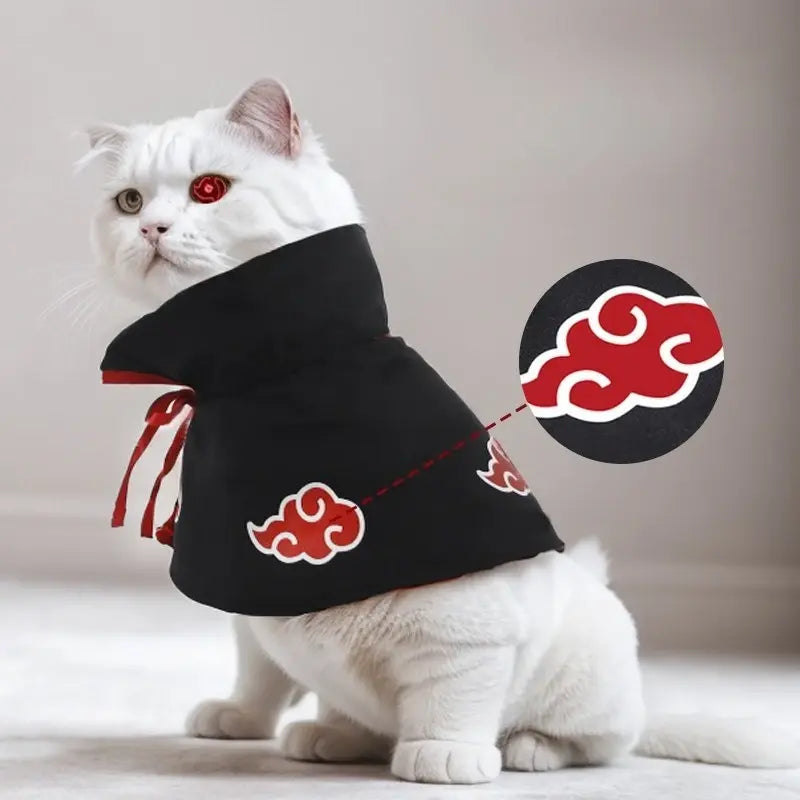 Akatsuki-Inspired Pet Cloak Cosplay Costume – Stylish Anime Ninja Cape for Cats and Dogs, Ideal for Parties and Photoshoots