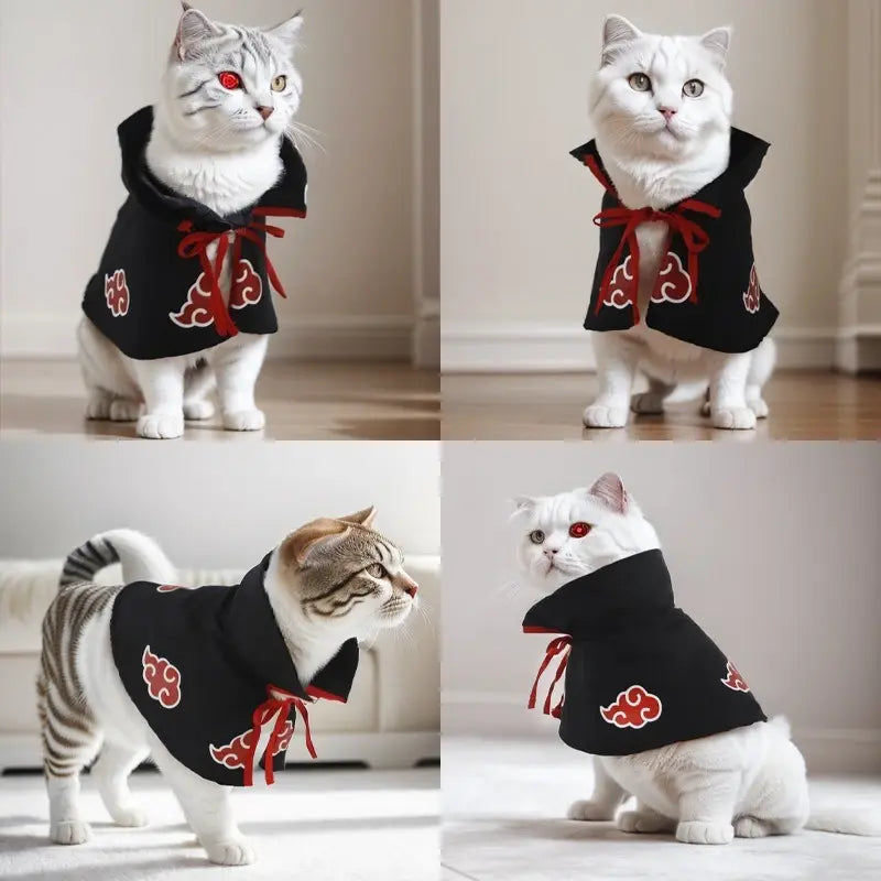 Akatsuki-Inspired Pet Cloak Cosplay Costume – Stylish Anime Ninja Cape for Cats and Dogs, Ideal for Parties and Photoshoots