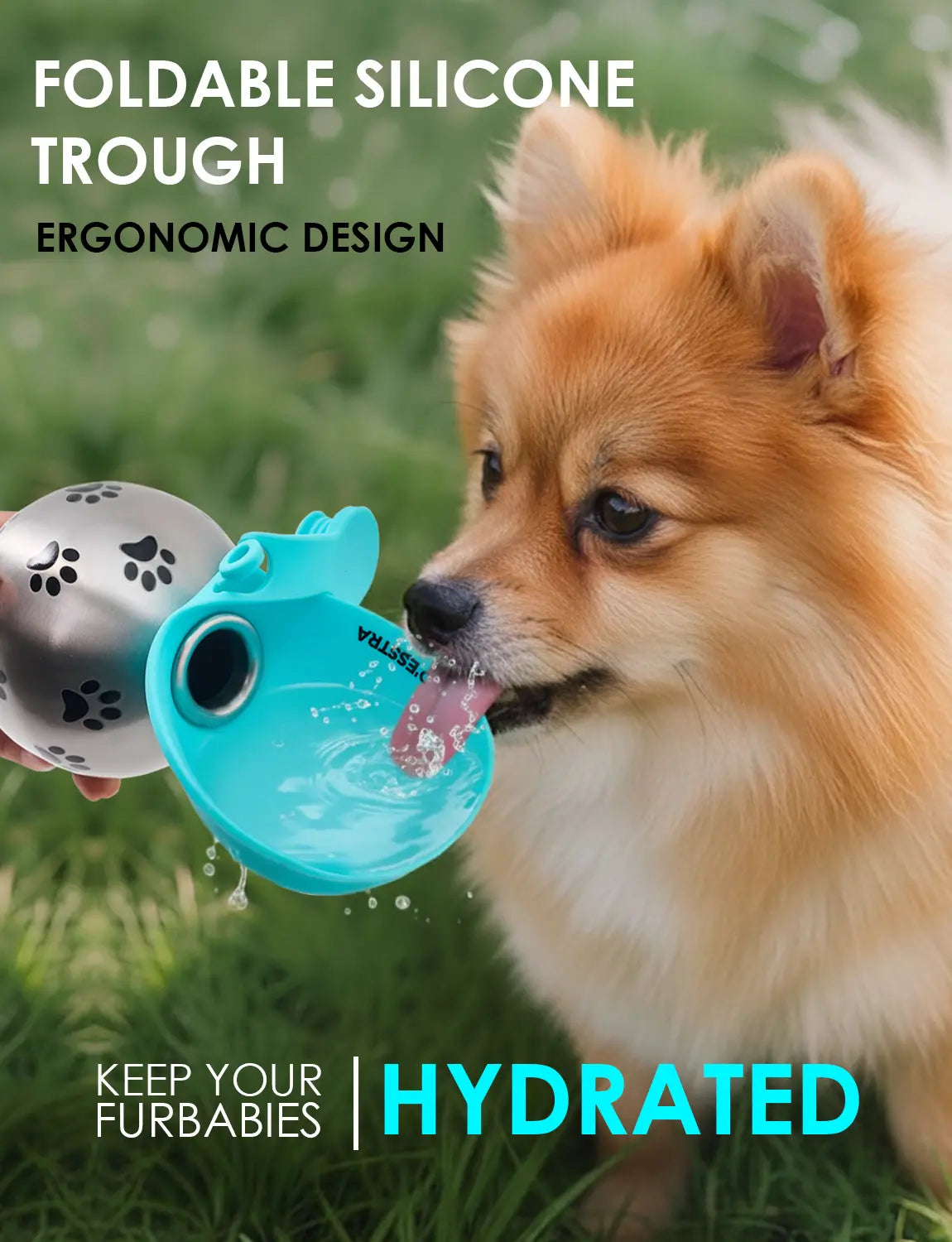 Stainless Steel Pet Water Bottle with Integrated Drinking Basin - 285ml Leak-Proof Travel Solution for Dogs and Cats, Ideal for Outdoor Adventures and Travel