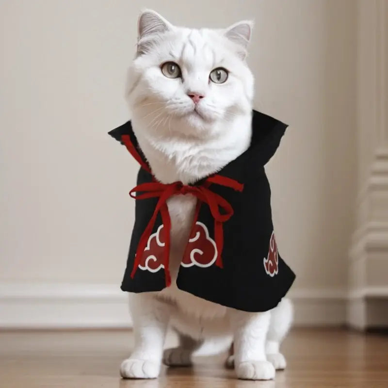 Akatsuki-Inspired Pet Cloak Cosplay Costume – Stylish Anime Ninja Cape for Cats and Dogs, Ideal for Parties and Photoshoots