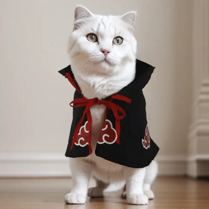 Akatsuki-Inspired Pet Cloak Cosplay Costume – Stylish Anime Ninja Cape for Cats and Dogs, Ideal for Parties and Photoshoots