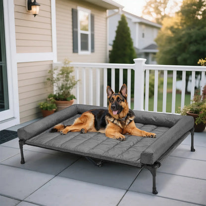 VEEHOO Orthopedic Elevated Pet Bed for Dogs - Joint Support and Anxiety Relief with Soft Bolster Cushion, Breathable Mesh, and Washable Cover for Healthy Sleep