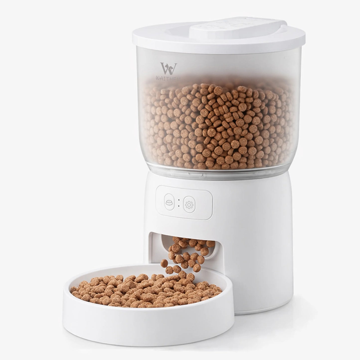 WAITHEM Smart Wifi Automatic Pet Feeder with 5G Connectivity, 3L Airtight Food Dispenser for Cats and Dogs, App Control, Dual Power Supply, and Desiccant Bag for Freshness