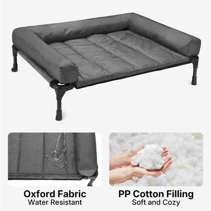 VEEHOO Orthopedic Elevated Pet Bed for Dogs - Joint Support and Anxiety Relief with Soft Bolster Cushion, Breathable Mesh, and Washable Cover for Healthy Sleep