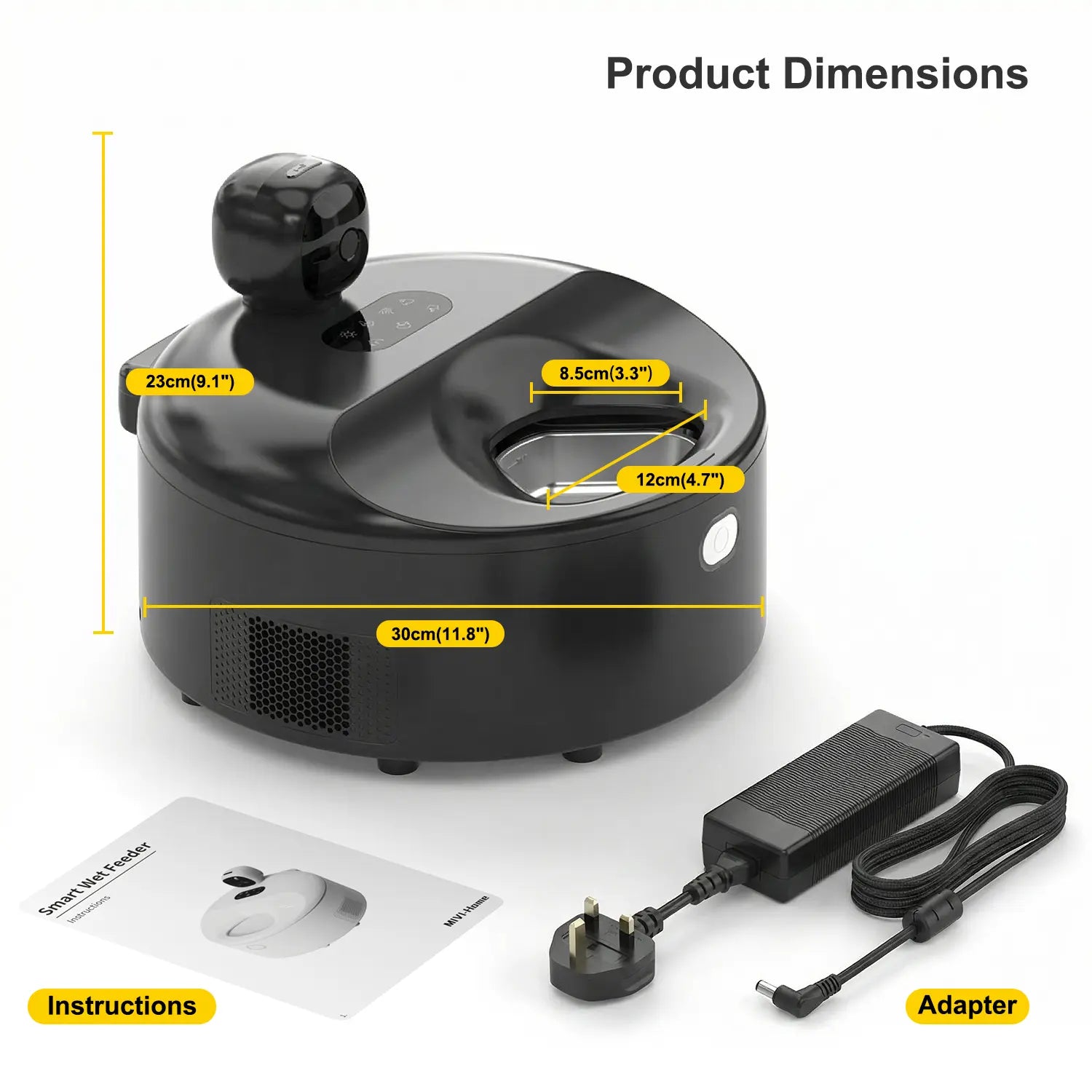Premium Automatic Pet Feeder for Wet Food with Stainless Steel Bowl, Refrigeration System, App Control, HD 300° Wide-Angle Camera, Meal Warming Function, and Easy-Clean Design for Up to 5 Meals Over 3 Days