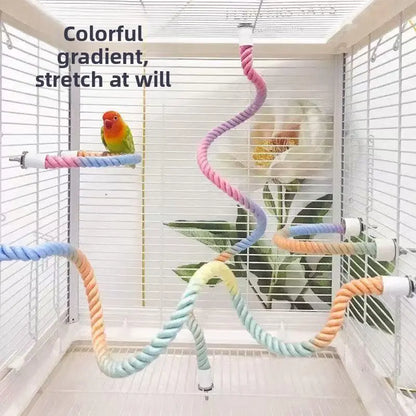 Parrot Swing Perch Toy with Adjustable Bendable Rope for Cockatiels, Lovebirds, and Budgies - Durable Climbing Pole for Bird Enthusiasts