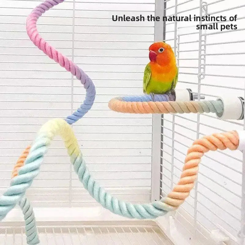 Parrot Swing Perch Toy with Adjustable Bendable Rope for Cockatiels, Lovebirds, and Budgies - Durable Climbing Pole for Bird Enthusiasts
