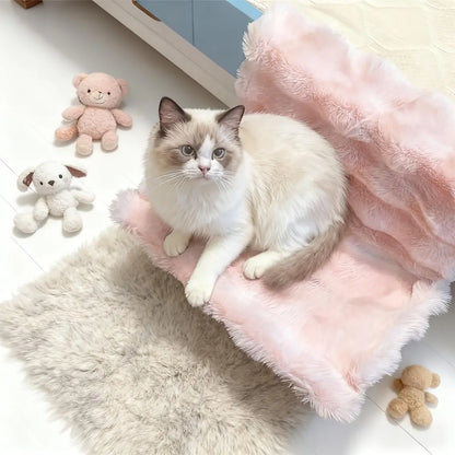 Premium Washable Plush Pet Bedside Hammock - Wall-Mounted Soft Pad for Small Cats and Dogs, Ideal for Sofa, Bed, or Window, Portable and Easy to Clean