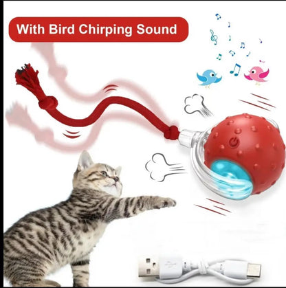 Rechargeable Interactive Pet Toy Ball with Bird Chirping Sound and Smart Motion Sensor, Designed for Durability and Quiet Operation, Offering Anti-Depression Benefits and Extended Battery Life for Versatile Use