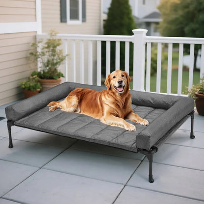 VEEHOO Orthopedic Elevated Pet Bed for Dogs - Joint Support and Anxiety Relief with Soft Bolster Cushion, Breathable Mesh, and Washable Cover for Healthy Sleep