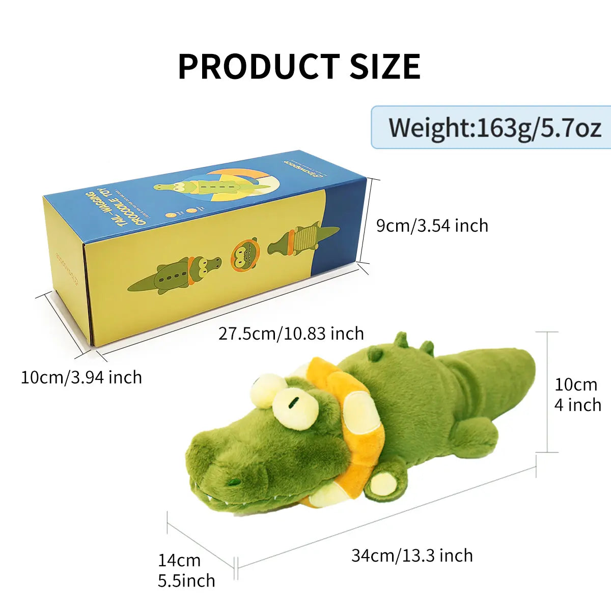 Motion-Activated Interactive Crocodile Plush Dog Toy with Wagging Tail, Squeaky Sounds, Crinkle Design, USB Rechargeable, Detachable and Washable Cover, Not Suitable for Heavy Chewing