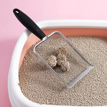 Fine Mesh Non-Stick Coated Stainless Steel Litter Scoop for Cats, Hamsters, Dogs, Chickens, and Reptiles (2mm Holes)