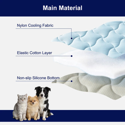 MIXJOY Premium Dog Cooling Mat - Instant Temperature Reduction (Q-Max > 0.5), Snag-Resistant, Machine Washable, Anti-Slip Design for Indoor and Outdoor Use, Blue