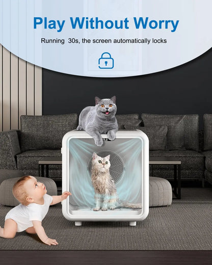 Pet Dryer Box for Cats and Dogs – 72L Quiet Hair Drying Machine with Adjustable Temperature and Air Blow Function – Portable Pet Dryer for Home Bathing and Drying Kit