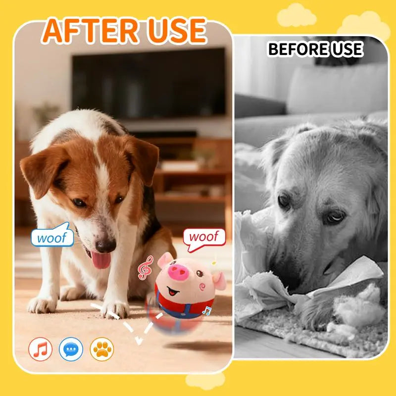 Interactive Rechargeable Pig-Shaped Sensory Dog Toy with Squeaking, Recording, and Music Features for Engaging Play Across All Dog Sizes