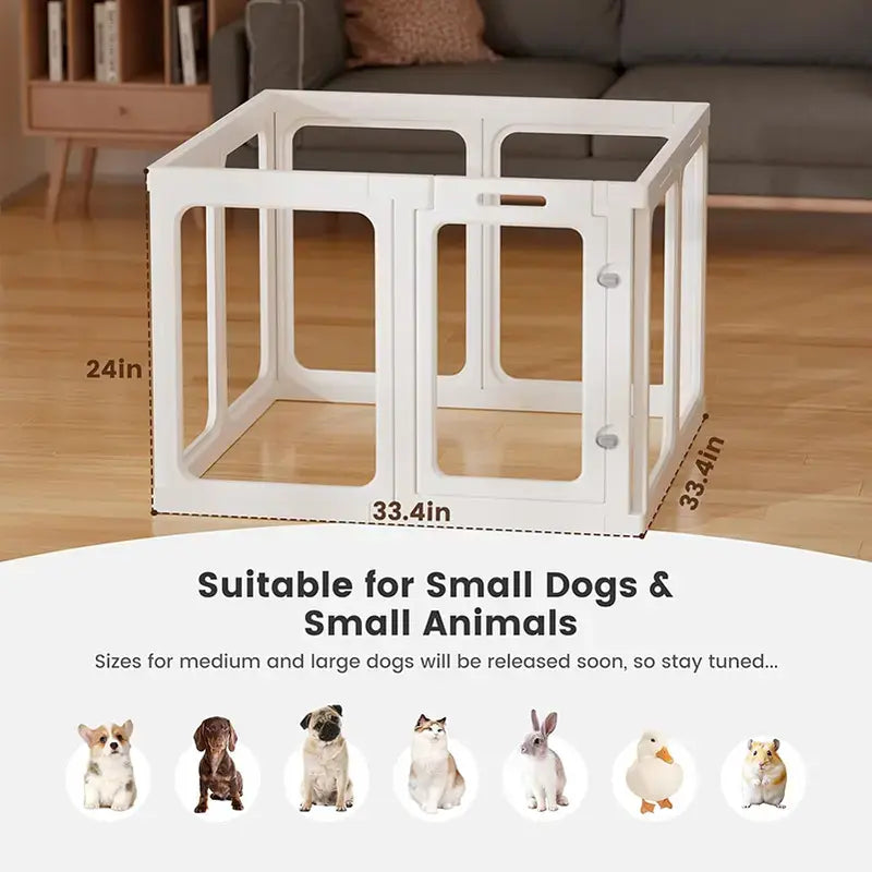 Clear Acrylic Indoor Playpen for Dogs, Cats, and Rabbits - Easy Assembly 10-Panel Transparent Fence