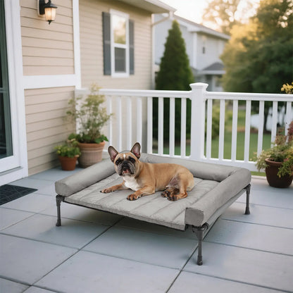 VEEHOO Orthopedic Elevated Pet Bed for Dogs - Joint Support and Anxiety Relief with Soft Bolster Cushion, Breathable Mesh, and Washable Cover for Healthy Sleep