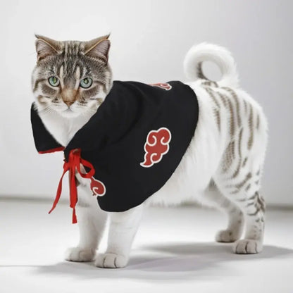 Akatsuki-Inspired Pet Cloak Cosplay Costume – Stylish Anime Ninja Cape for Cats and Dogs, Ideal for Parties and Photoshoots