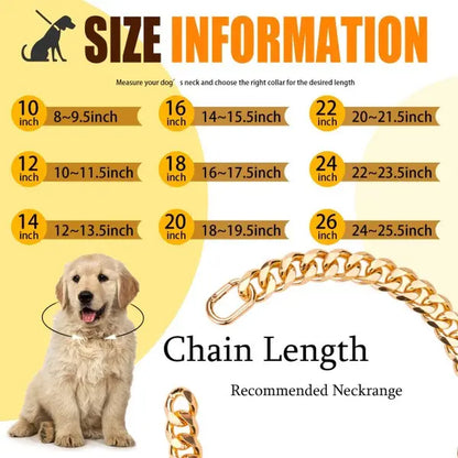 Cuban Link Chain Dog Collar in Sparkling Gold Aluminum - Lightweight, Durable, Comfortable, and Stylish Neck Accessory for Small Dogs - Ideal for Outdoor Activities
