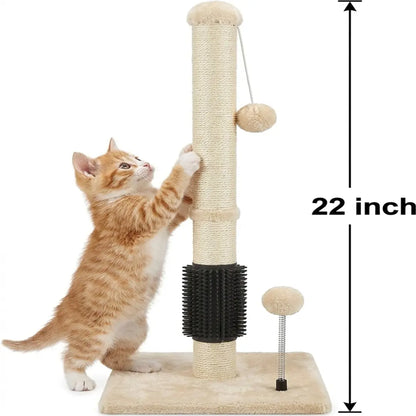 Pawrino Premium Tall Cat Scratching Post - Durable Sisal Coverage for Indoor Cats with Stable Base and Replaceable Toy Wand