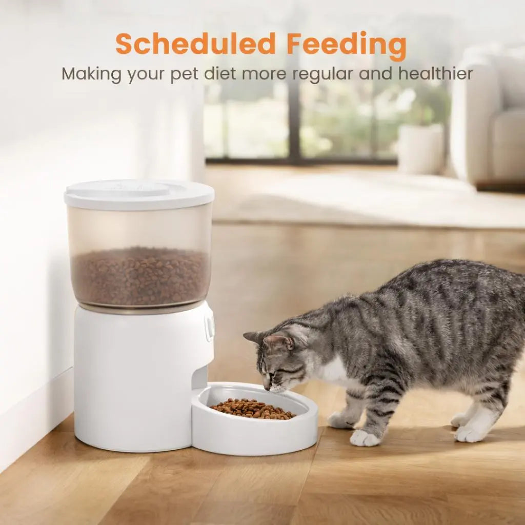 WAITHEM Smart Wifi Automatic Pet Feeder with 5G Connectivity, 3L Airtight Food Dispenser for Cats and Dogs, App Control, Dual Power Supply, and Desiccant Bag for Freshness
