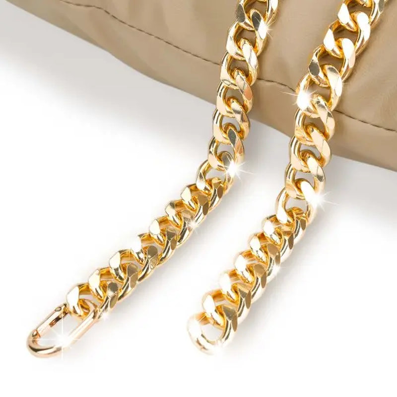 Cuban Link Chain Dog Collar in Sparkling Gold Aluminum - Lightweight, Durable, Comfortable, and Stylish Neck Accessory for Small Dogs - Ideal for Outdoor Activities