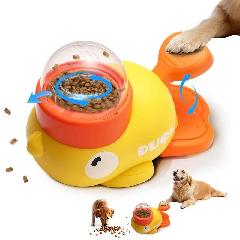 Yellow Duck Interactive Food Dispensing Toy - Durable Slow Feeder for Cats and Dogs, Enhancing Engagement and Alleviating Boredom, Ideal Gift for Pet Lovers