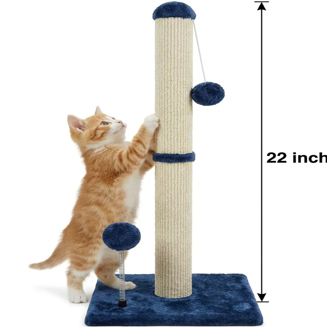 Pawrino Premium Tall Cat Scratching Post - Durable Sisal Coverage for Indoor Cats with Stable Base and Replaceable Toy Wand