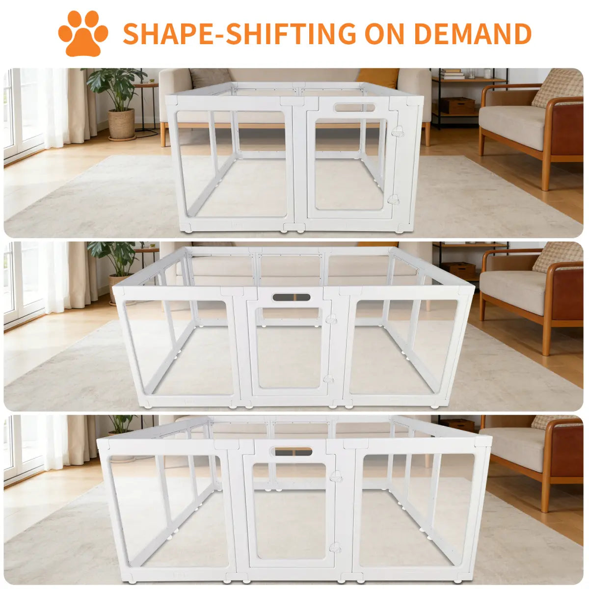Clear Acrylic Indoor Playpen for Dogs, Cats, and Rabbits - Easy Assembly 10-Panel Transparent Fence