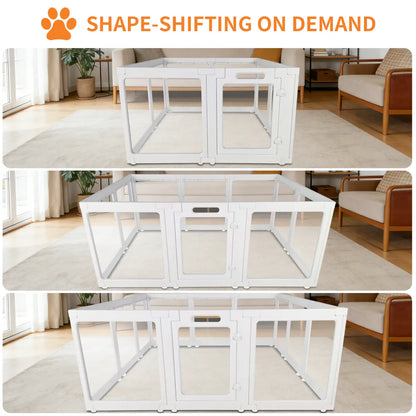 Clear Acrylic Indoor Playpen for Dogs, Cats, and Rabbits - Easy Assembly 10-Panel Transparent Fence
