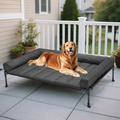 VEEHOO Orthopedic Elevated Pet Bed for Dogs - Joint Support and Anxiety Relief with Soft Bolster Cushion, Breathable Mesh, and Washable Cover for Healthy Sleep