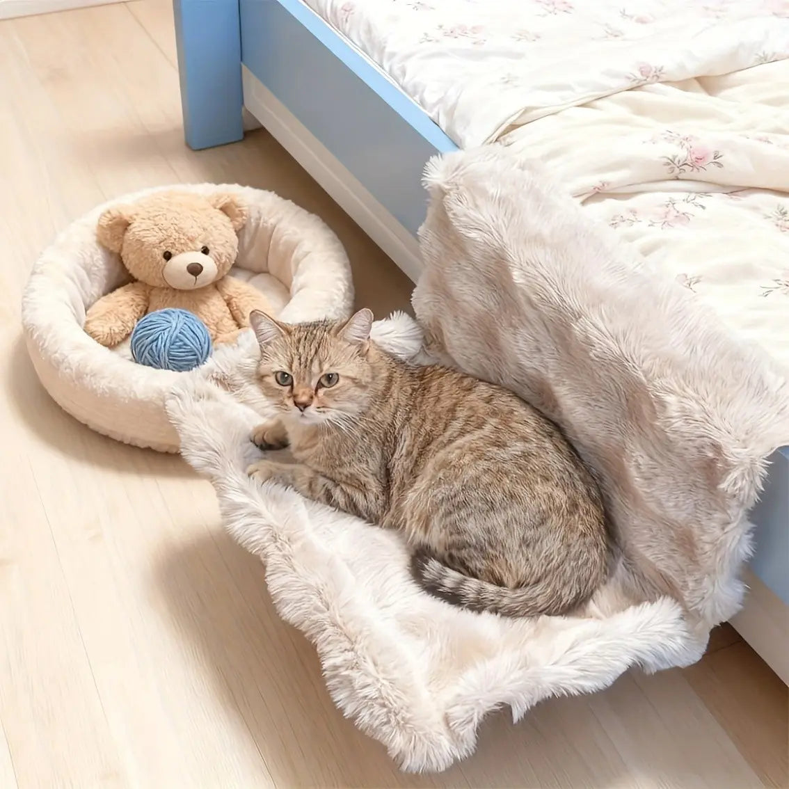 Premium Washable Plush Pet Bedside Hammock - Wall-Mounted Soft Pad for Small Cats and Dogs, Ideal for Sofa, Bed, or Window, Portable and Easy to Clean