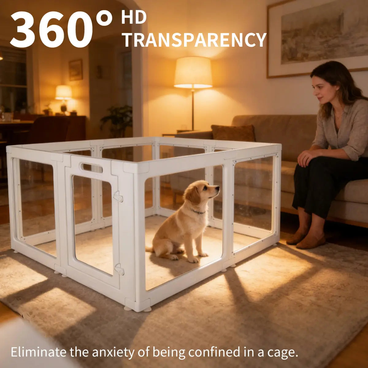 Clear Acrylic Indoor Playpen for Dogs, Cats, and Rabbits - Easy Assembly 10-Panel Transparent Fence