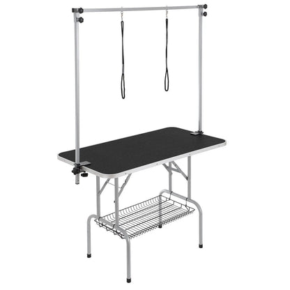 Vevor Professional Pet Grooming Table with Two Arms and Clamp, 46-Inch Foldable Grooming Station for Medium and Small Dogs, Includes Free No Sit Haunch Holder and Grooming Loop, Supports Up to 330 lbs