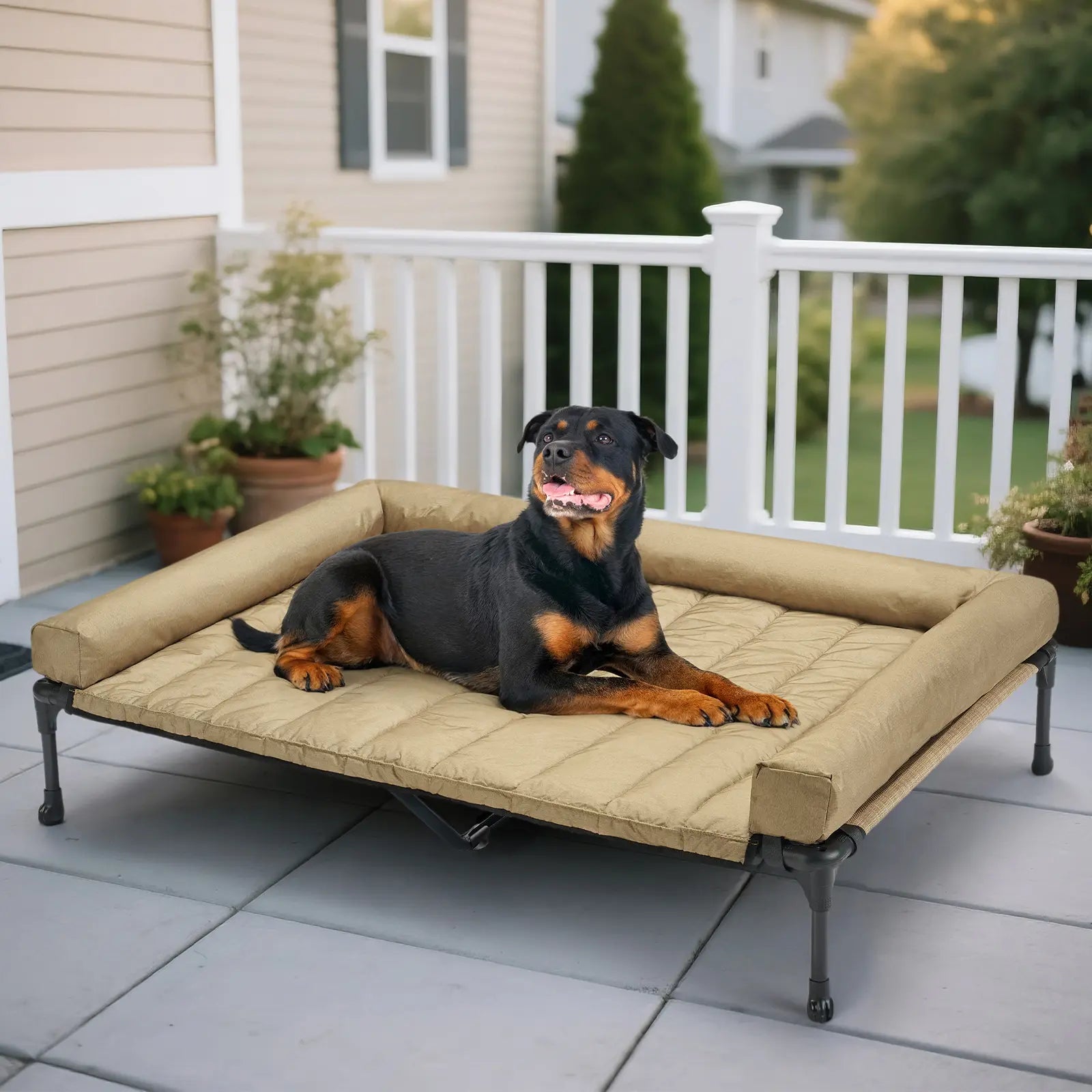 VEEHOO Orthopedic Elevated Pet Bed for Dogs - Joint Support and Anxiety Relief with Soft Bolster Cushion, Breathable Mesh, and Washable Cover for Healthy Sleep