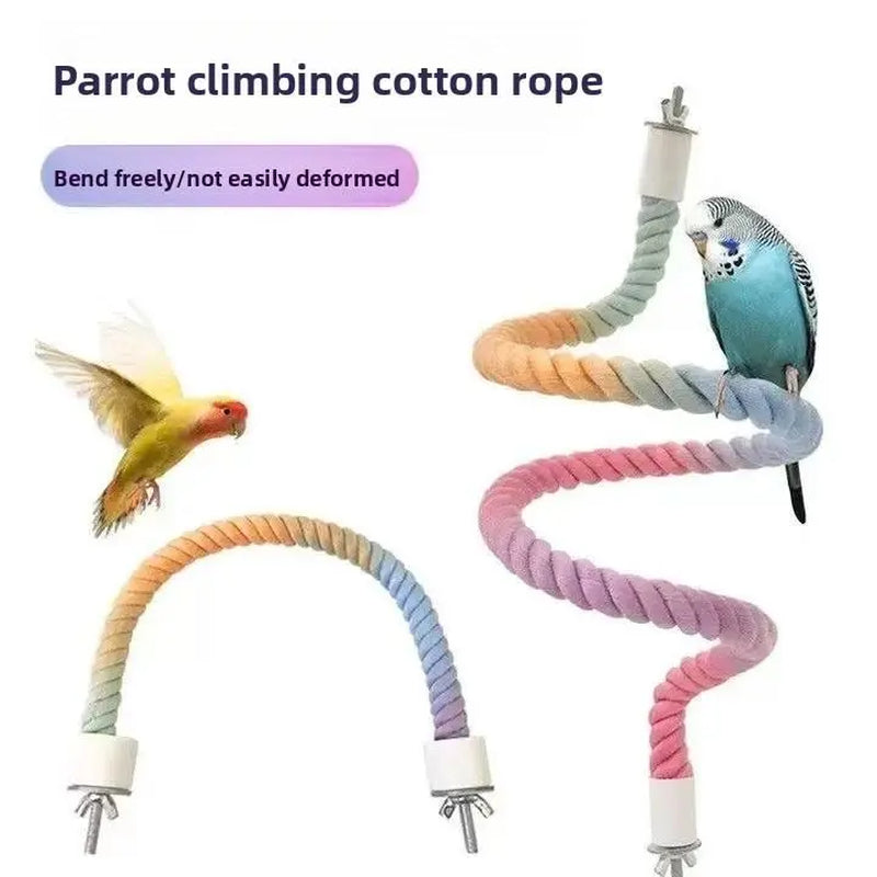 Parrot Swing Perch Toy with Adjustable Bendable Rope for Cockatiels, Lovebirds, and Budgies - Durable Climbing Pole for Bird Enthusiasts