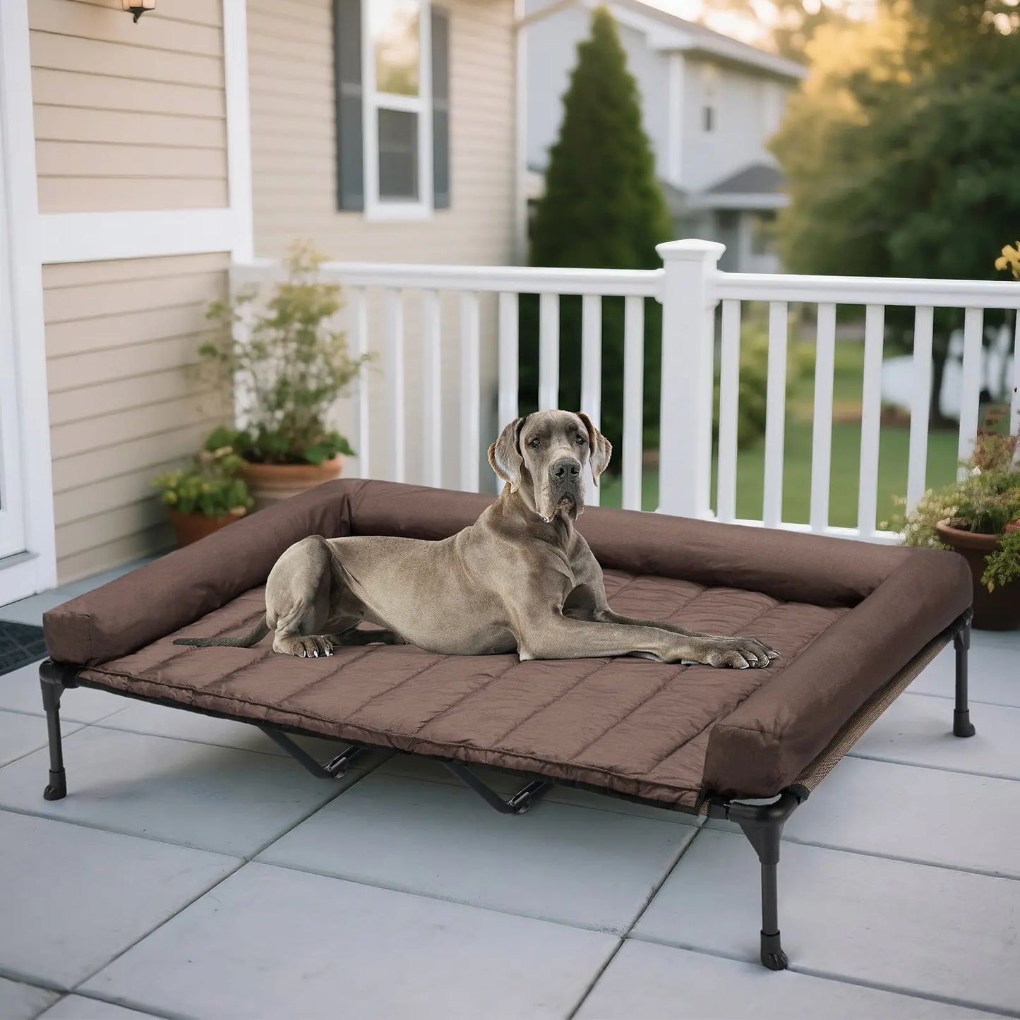 VEEHOO Orthopedic Elevated Pet Bed for Dogs - Joint Support and Anxiety Relief with Soft Bolster Cushion, Breathable Mesh, and Washable Cover for Healthy Sleep