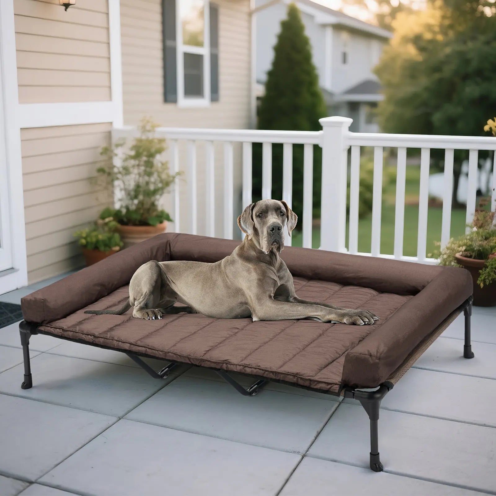 VEEHOO Orthopedic Elevated Pet Bed for Dogs - Joint Support and Anxiety Relief with Soft Bolster Cushion, Breathable Mesh, and Washable Cover for Healthy Sleep
