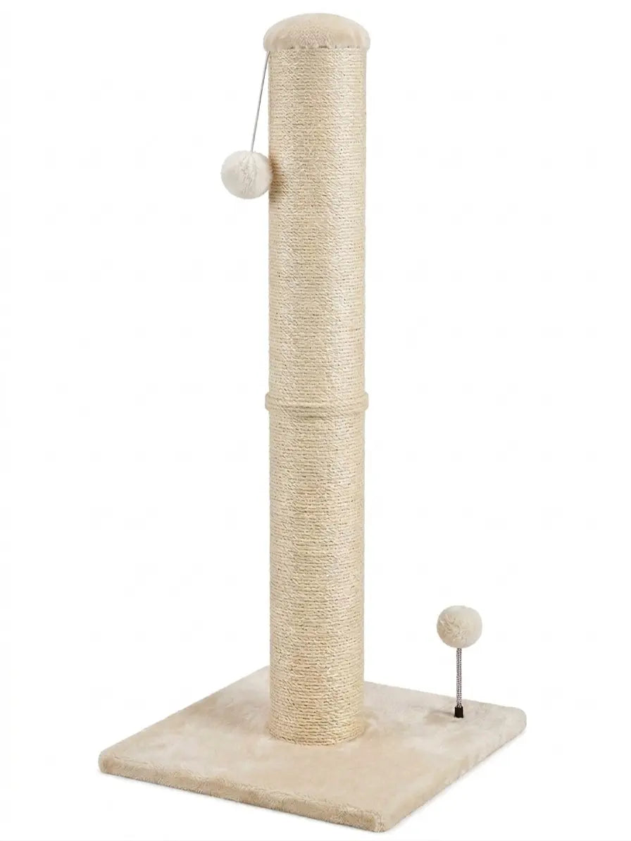 Pawrino Premium Tall Cat Scratching Post - Durable Sisal Coverage for Indoor Cats with Stable Base and Replaceable Toy Wand