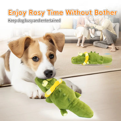 Motion-Activated Interactive Crocodile Plush Dog Toy with Wagging Tail, Squeaky Sounds, Crinkle Design, USB Rechargeable, Detachable and Washable Cover, Not Suitable for Heavy Chewing