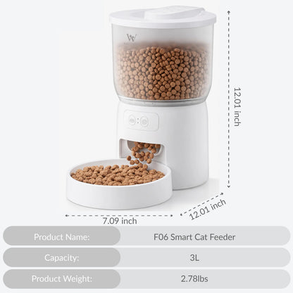 WAITHEM Smart Wifi Automatic Pet Feeder with 5G Connectivity, 3L Airtight Food Dispenser for Cats and Dogs, App Control, Dual Power Supply, and Desiccant Bag for Freshness