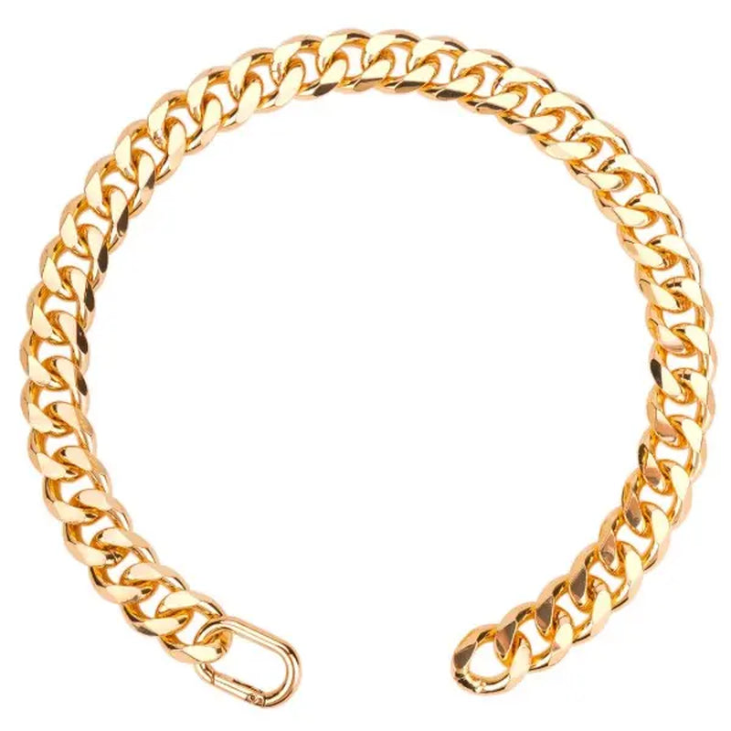Cuban Link Chain Dog Collar in Sparkling Gold Aluminum - Lightweight, Durable, Comfortable, and Stylish Neck Accessory for Small Dogs - Ideal for Outdoor Activities