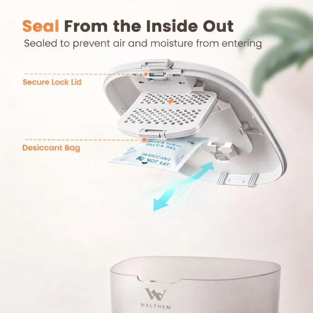 WAITHEM Smart Wifi Automatic Pet Feeder with 5G Connectivity, 3L Airtight Food Dispenser for Cats and Dogs, App Control, Dual Power Supply, and Desiccant Bag for Freshness