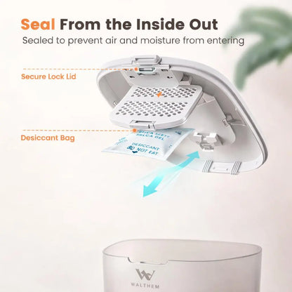 WAITHEM Smart Wifi Automatic Pet Feeder with 5G Connectivity, 3L Airtight Food Dispenser for Cats and Dogs, App Control, Dual Power Supply, and Desiccant Bag for Freshness