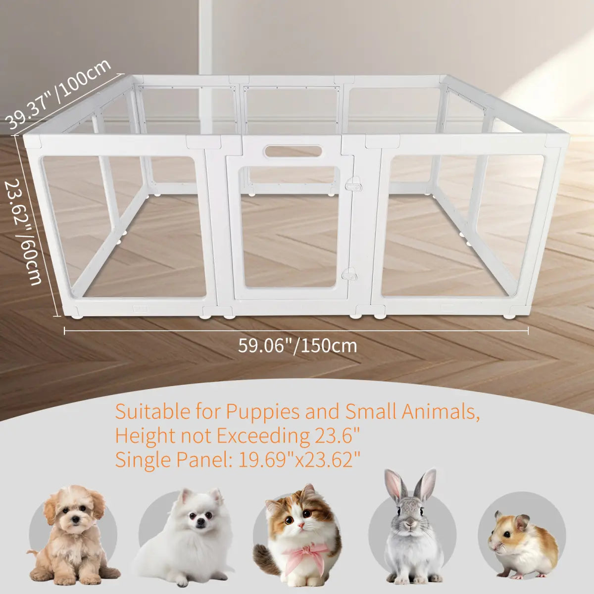 Clear Acrylic Indoor Playpen for Dogs, Cats, and Rabbits - Easy Assembly 10-Panel Transparent Fence