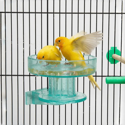 Premium Quick Lock Food Bowl for Bird Cages with Removable Bath and Transparent Perch Design for Small Pets and Multi-Pet Settings